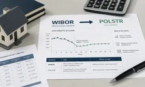 Wibor 6m PKO BP: analiza zmiany wskaźnika na ratę kredytu. Wykres pokazuje spadek raty po przejściu z WIBOR na POLSTR.