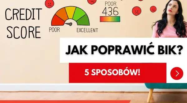 Jak długo w BIK po spłacie zadłużenia? Grafika pokazuje niski wynik credit score i smutne buźki.